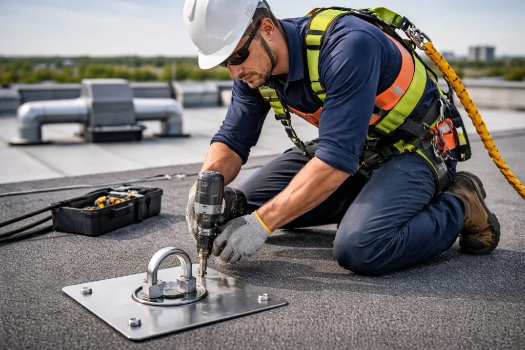 Commercial-Roof-Anchor-Installation-Reliable-Roofing